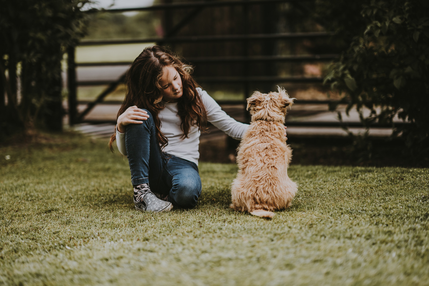 aromatic-botanicals-rosemary-lemon-balm child with pet dog