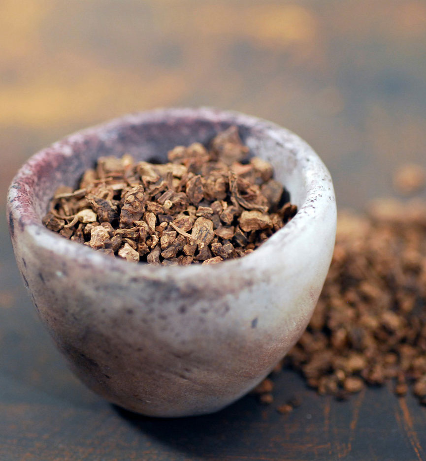 valerian root in stone bowl valerian root in stone bowl