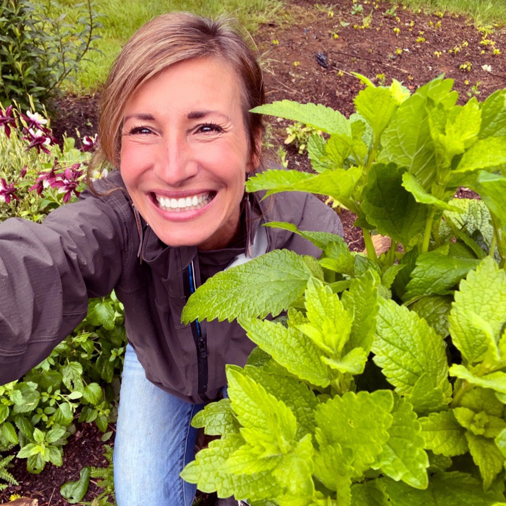 Nicole Apelian picking Lemon Balm Nicole Apelian picking Lemon Balm