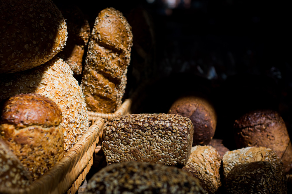 basket of bread with seeds basket of bread with seeds