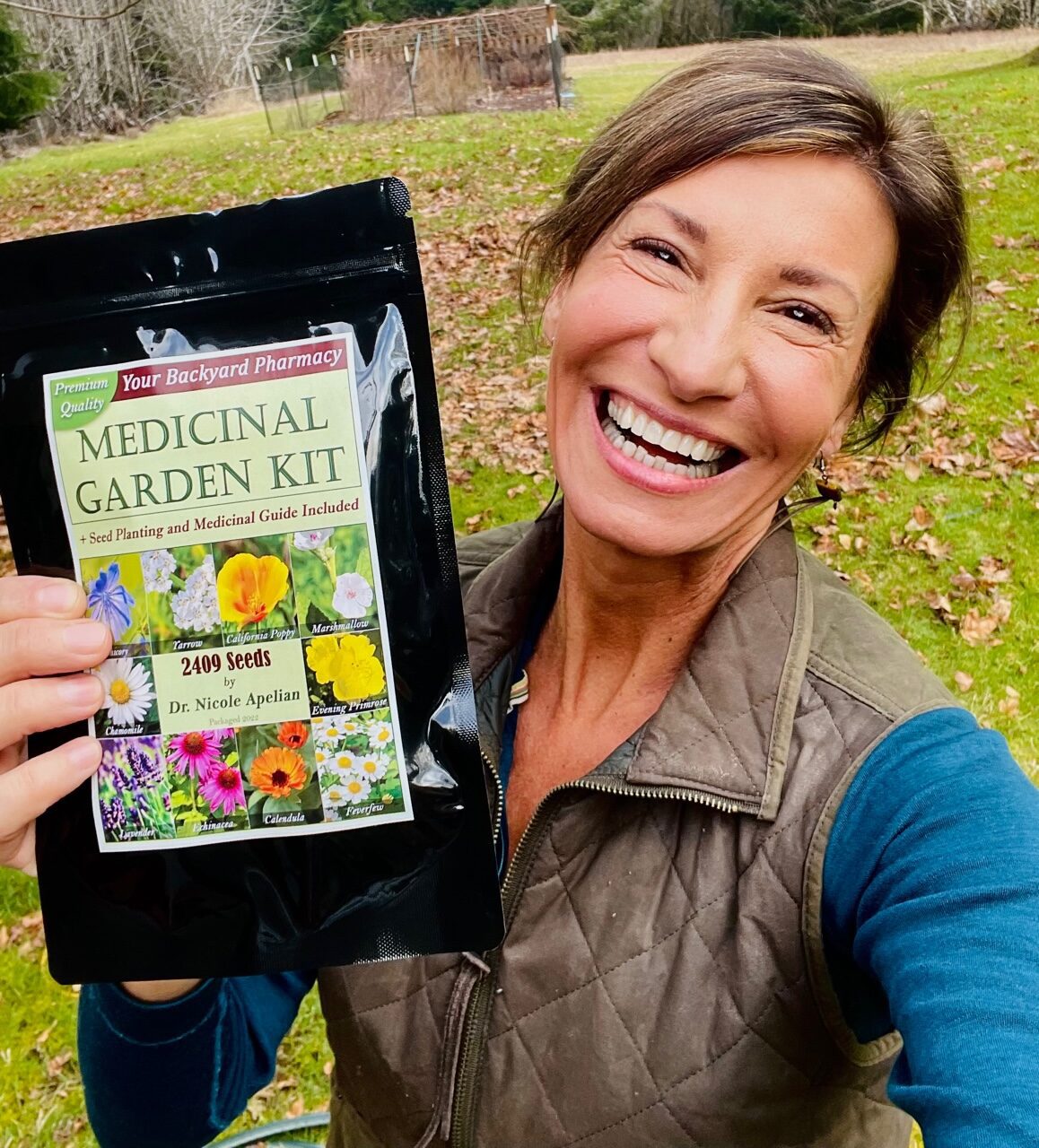 Nicole Apelian holding her Medicinal Garden Kit Nicole Apelian holding her Medicinal Garden Kit