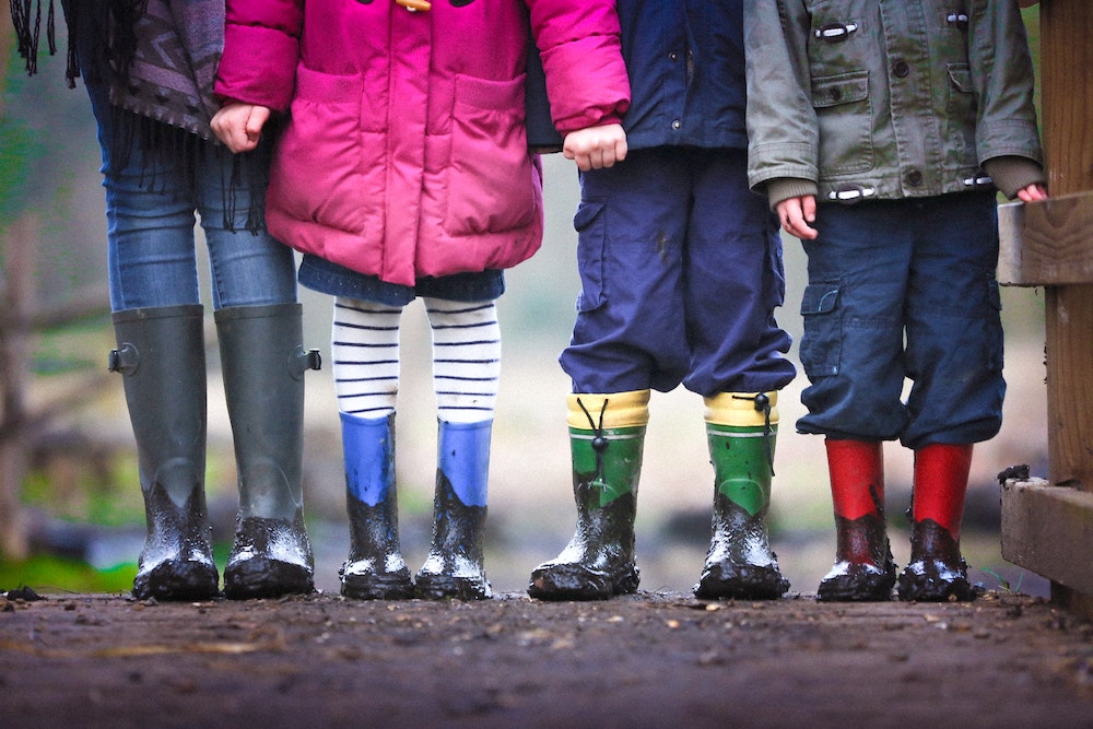 children in galoshes