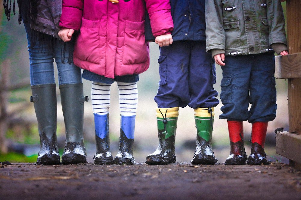 children in galoshes