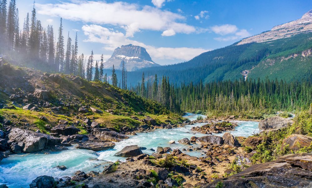 mountain stream with alpine view