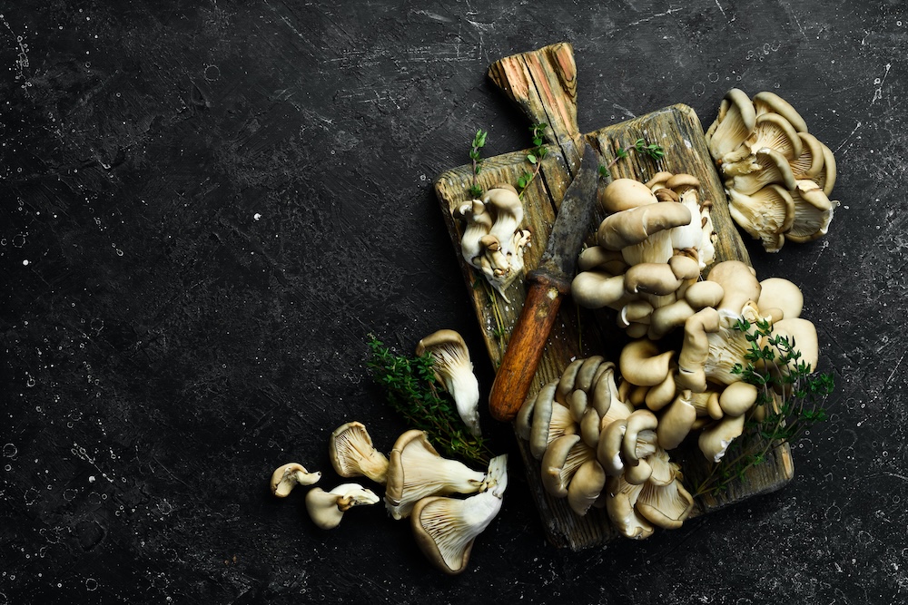 Maitake Mushroom on black stone Maitake Mushroom on black stone