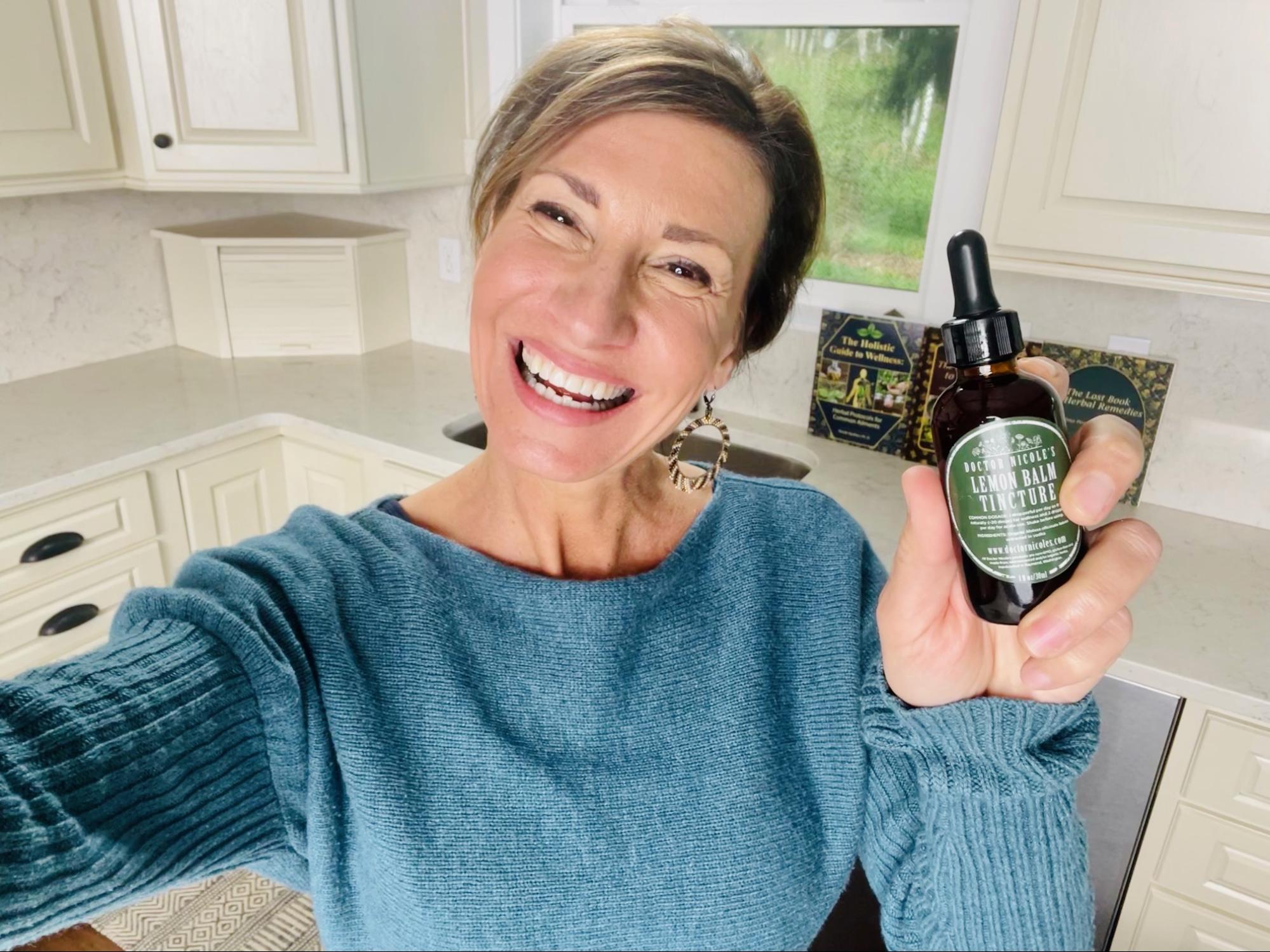 Nicole Apelian and her Lemon Balm Tincture Nicole Apelian and her Lemon Balm Tincture