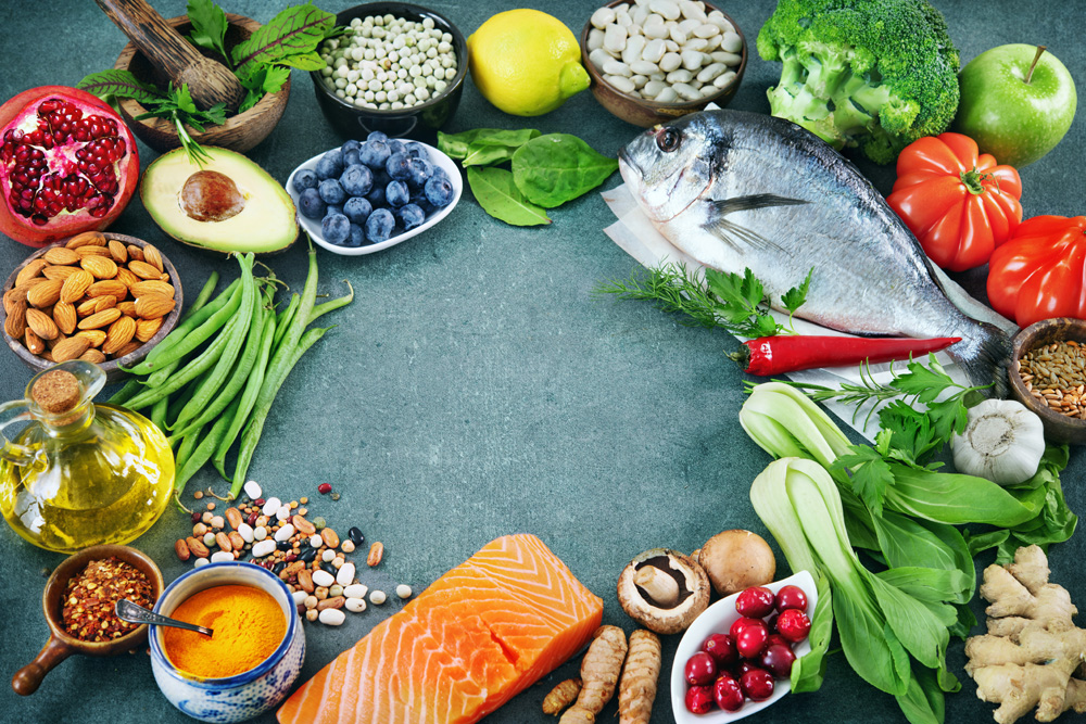 Balanced diet food background clean food