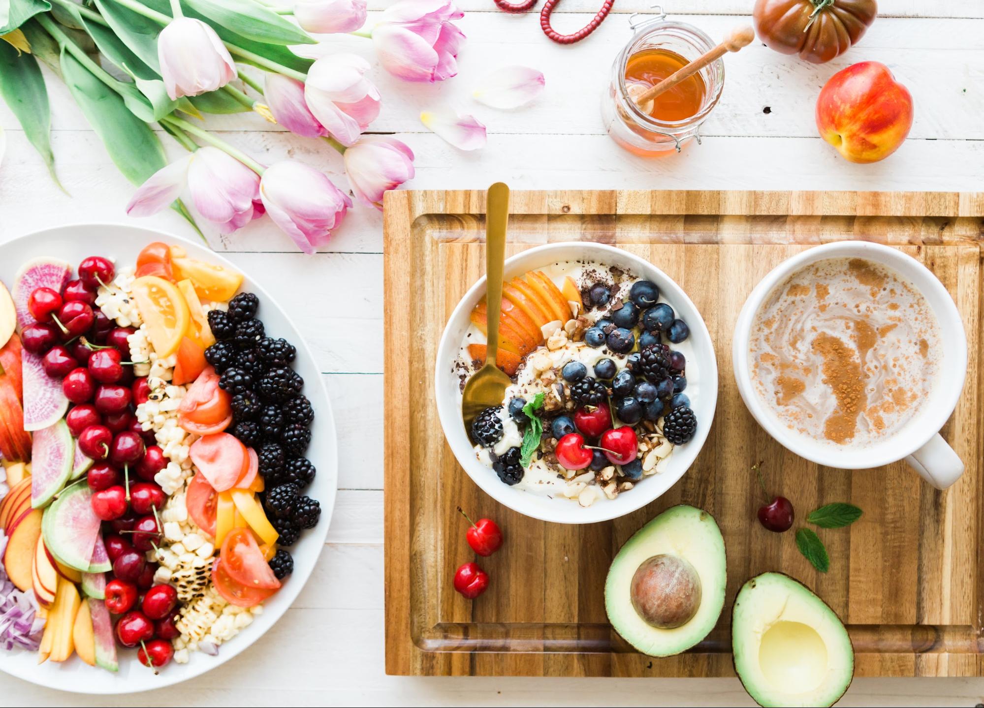 clean whole foods on tray