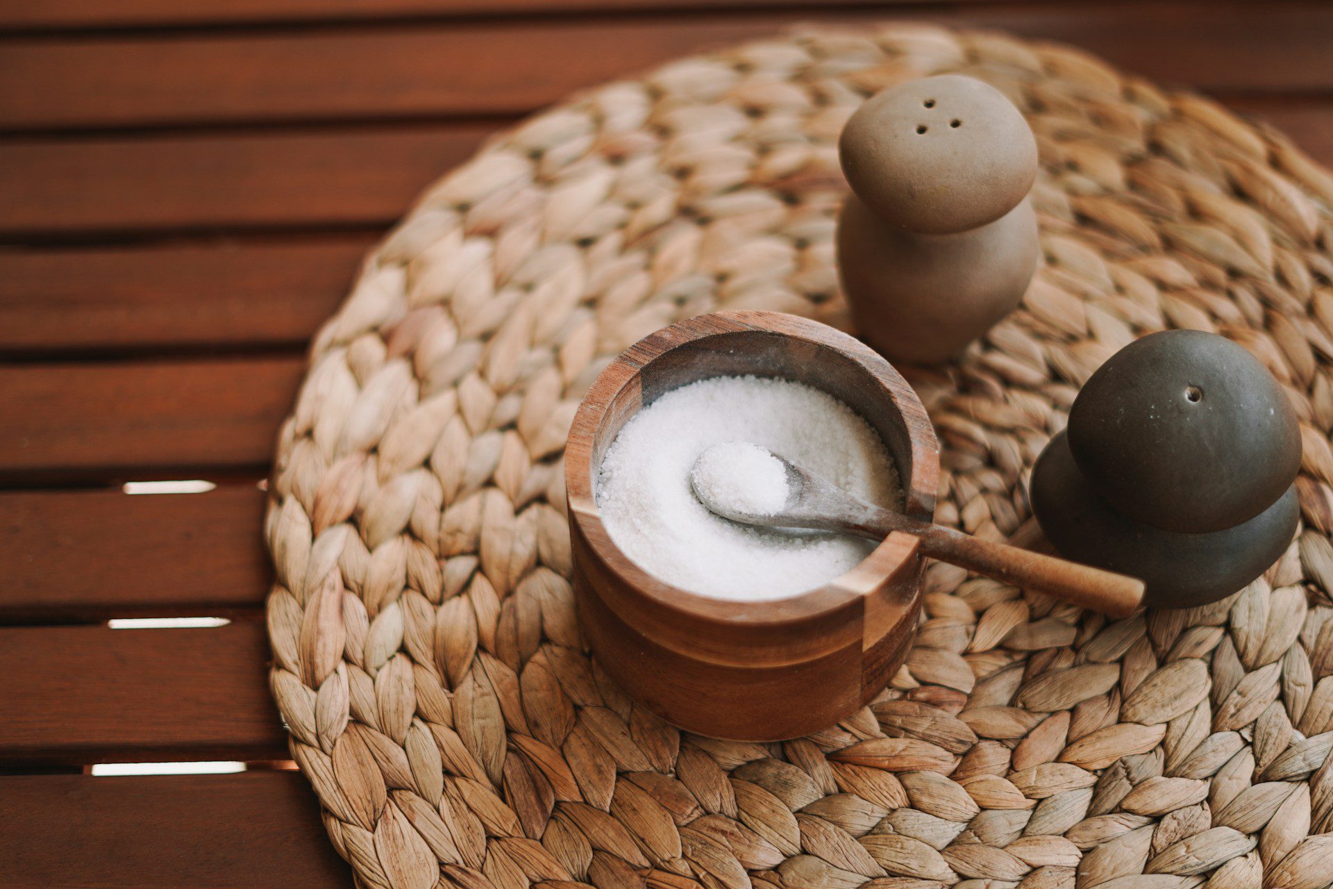 wooden bowl of salt