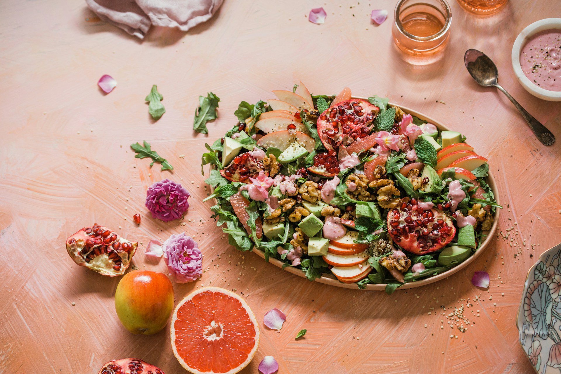 fruit greens nut salad