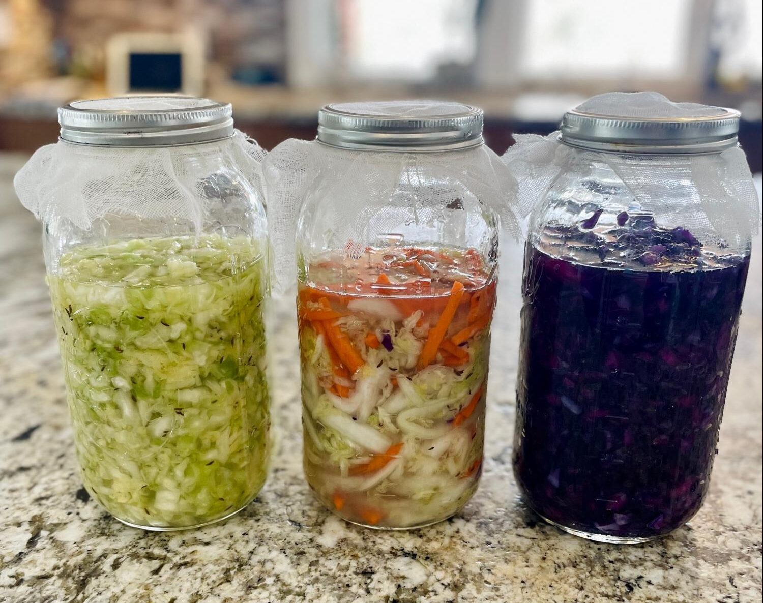 jars of fermenting vegetables