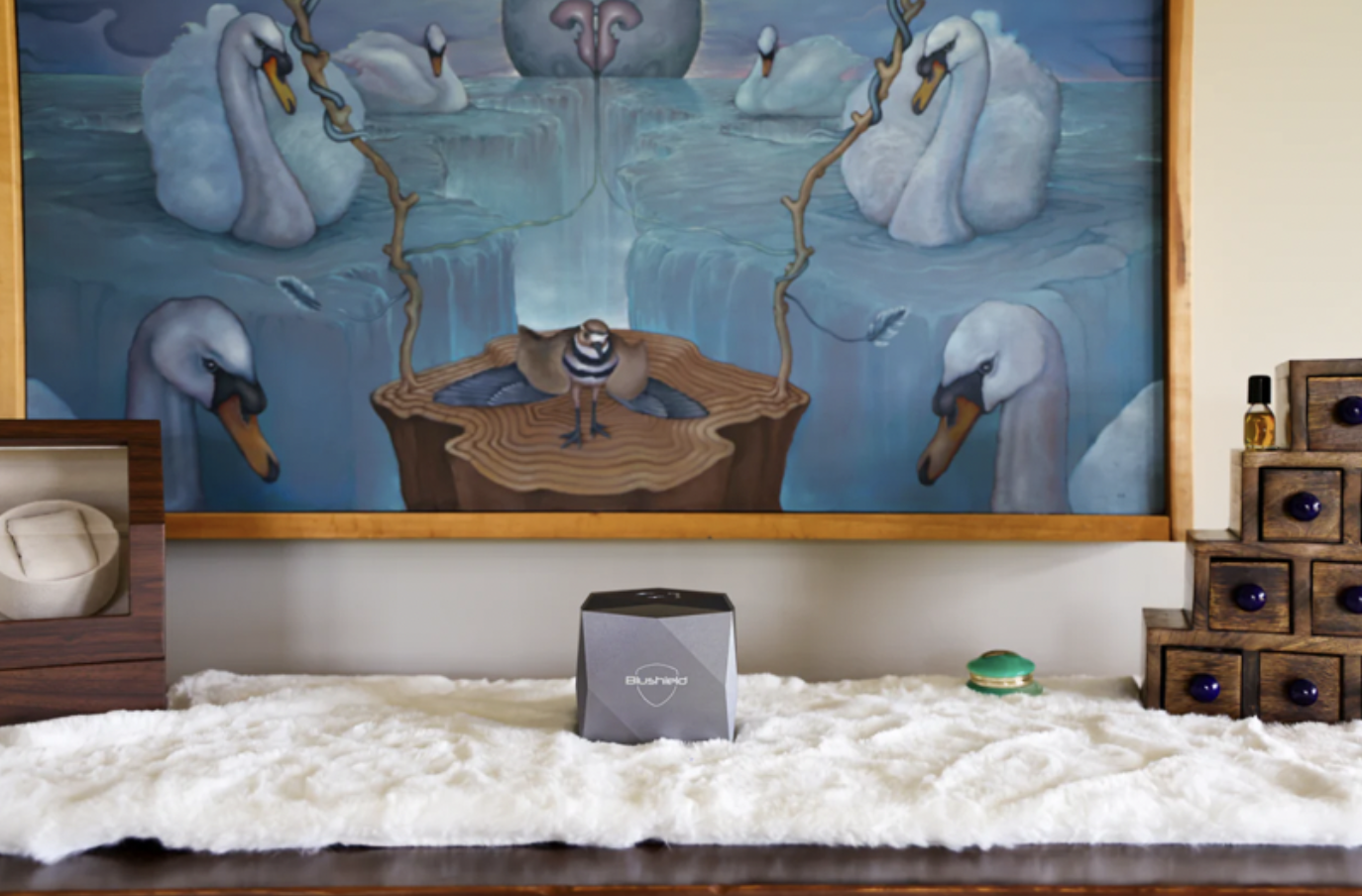 Blueshield device on tabletop