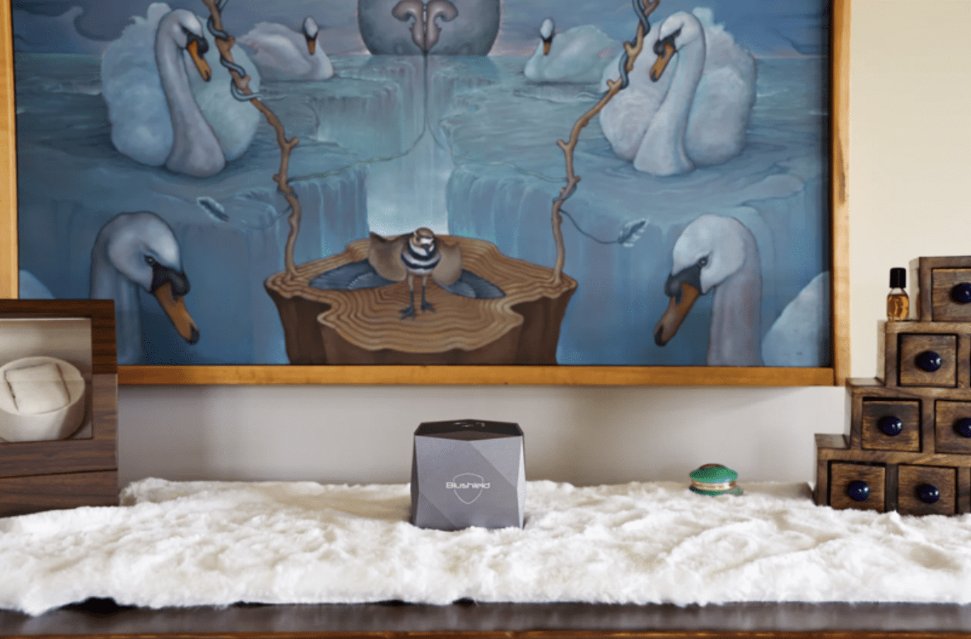 Blueshield device on tabletop