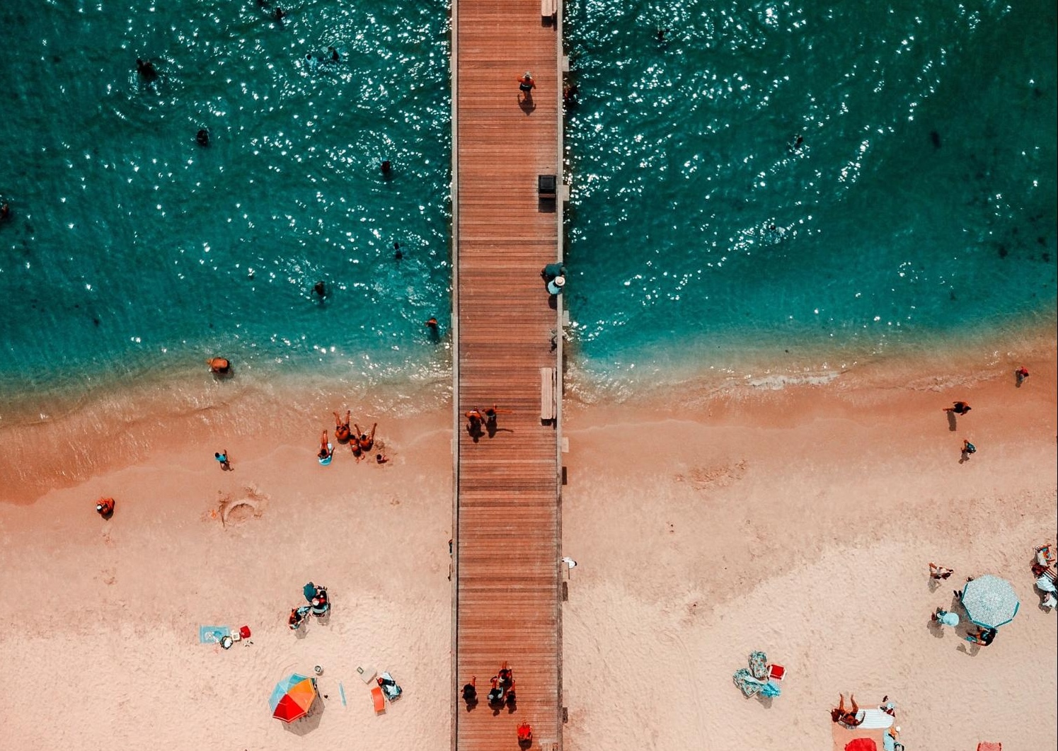 beach boardwalk overhead view
